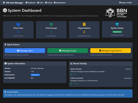 Functional TAK UMT Dashboard POC