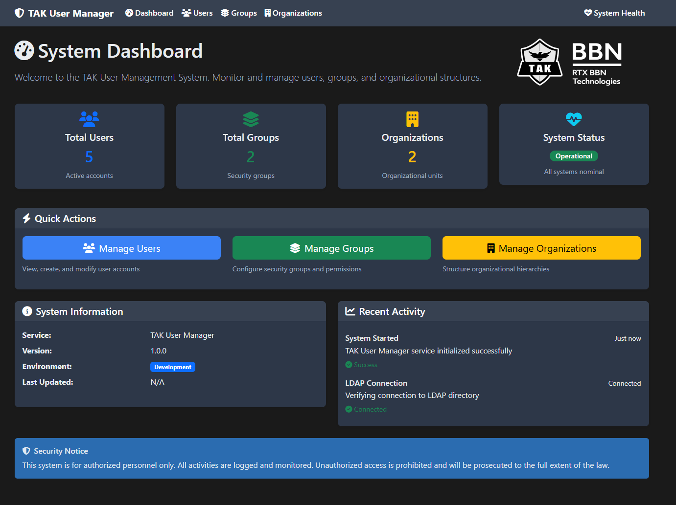 What we're working on - TAK Unified Management Tool – BBN TAK Ops